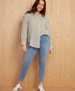 Discount Women's Muslin Stripe Shirt Women Tops