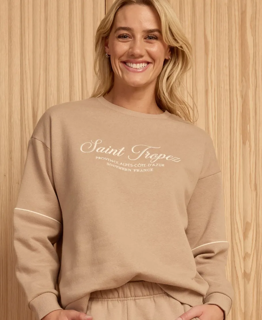 New Women's Piping Print Sweatshirt Women Sweats & Fleece