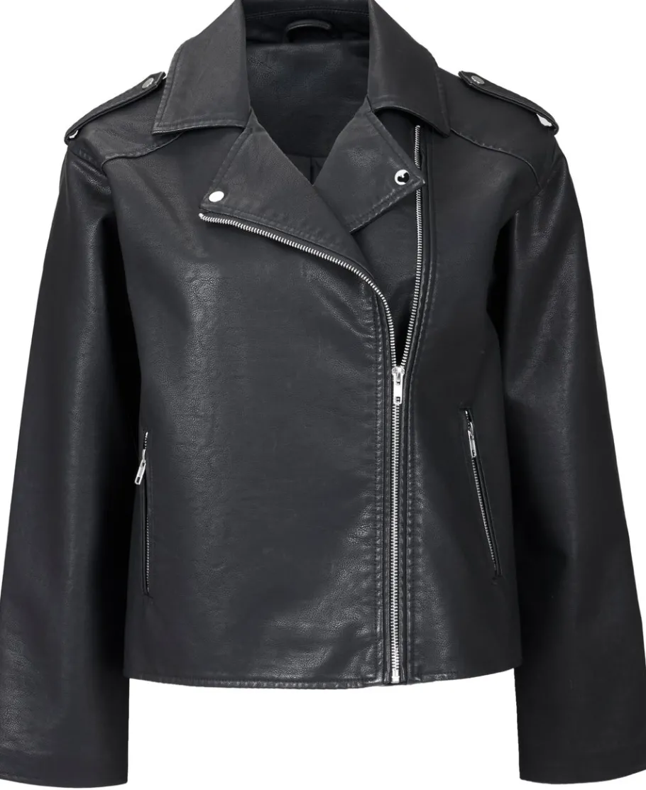 Online Women's Relaxed Pleather Jacket Women Jackets & Coats