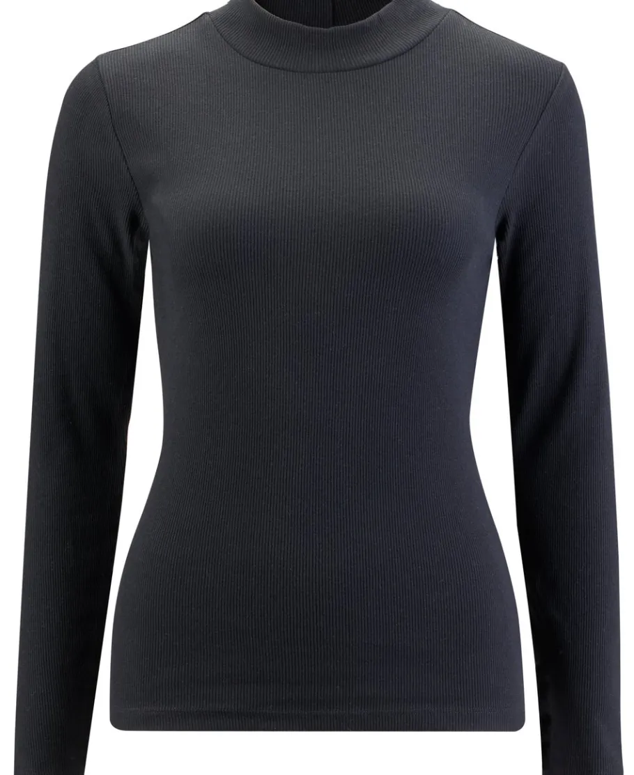 Outlet Women's Rib Funnel Neck Long Sleeve Tee Women T-Shirts|Tops