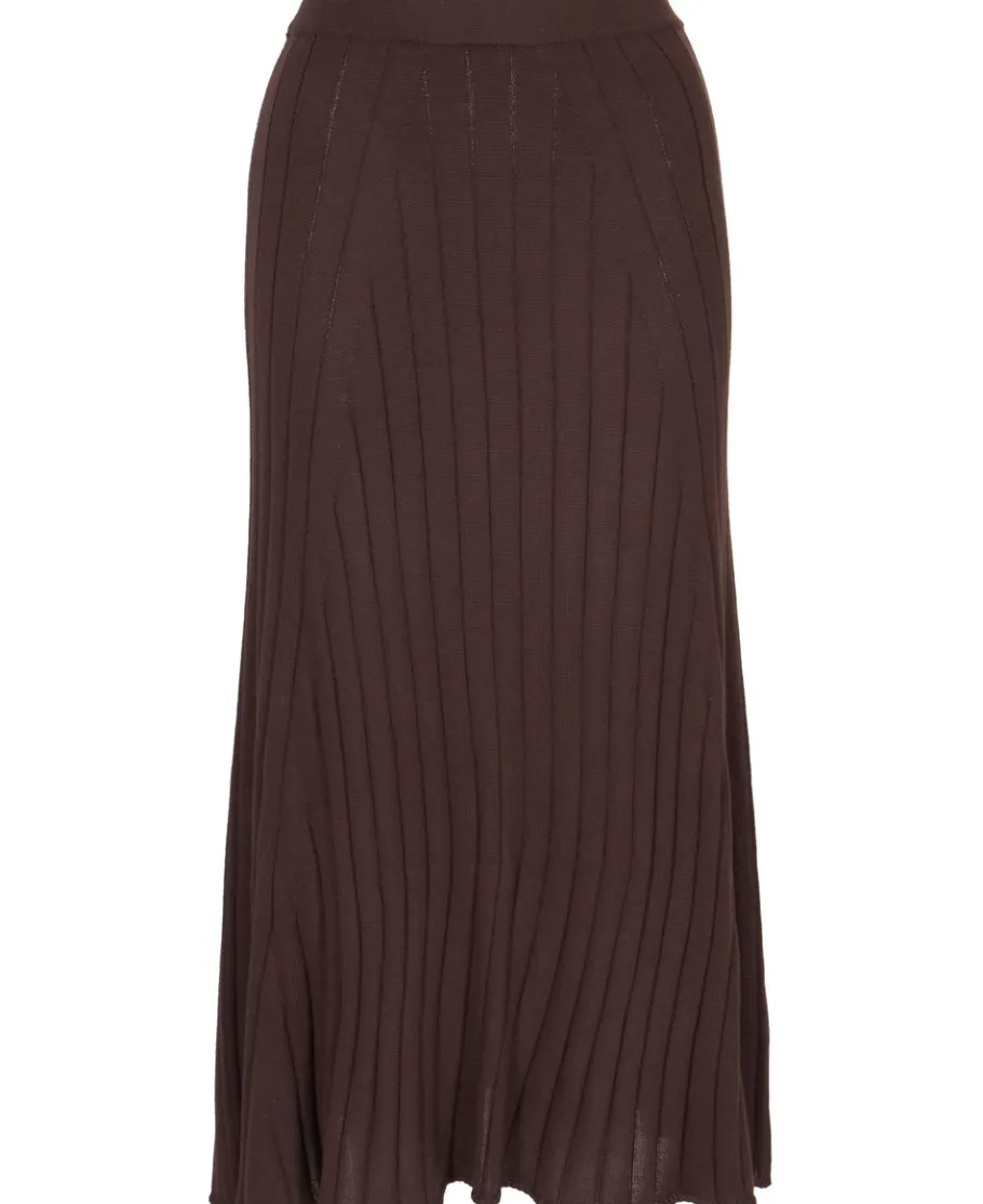 Fashion Women's Rib Knit A-Line Midi Skirt Women Skirts