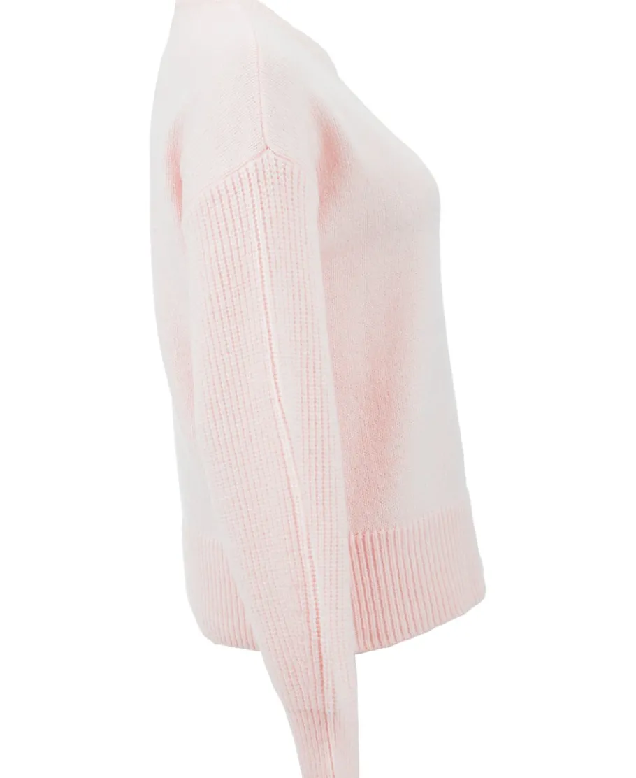 Hot Women's Rib Sleeve Crew Jumper Women Knitwear