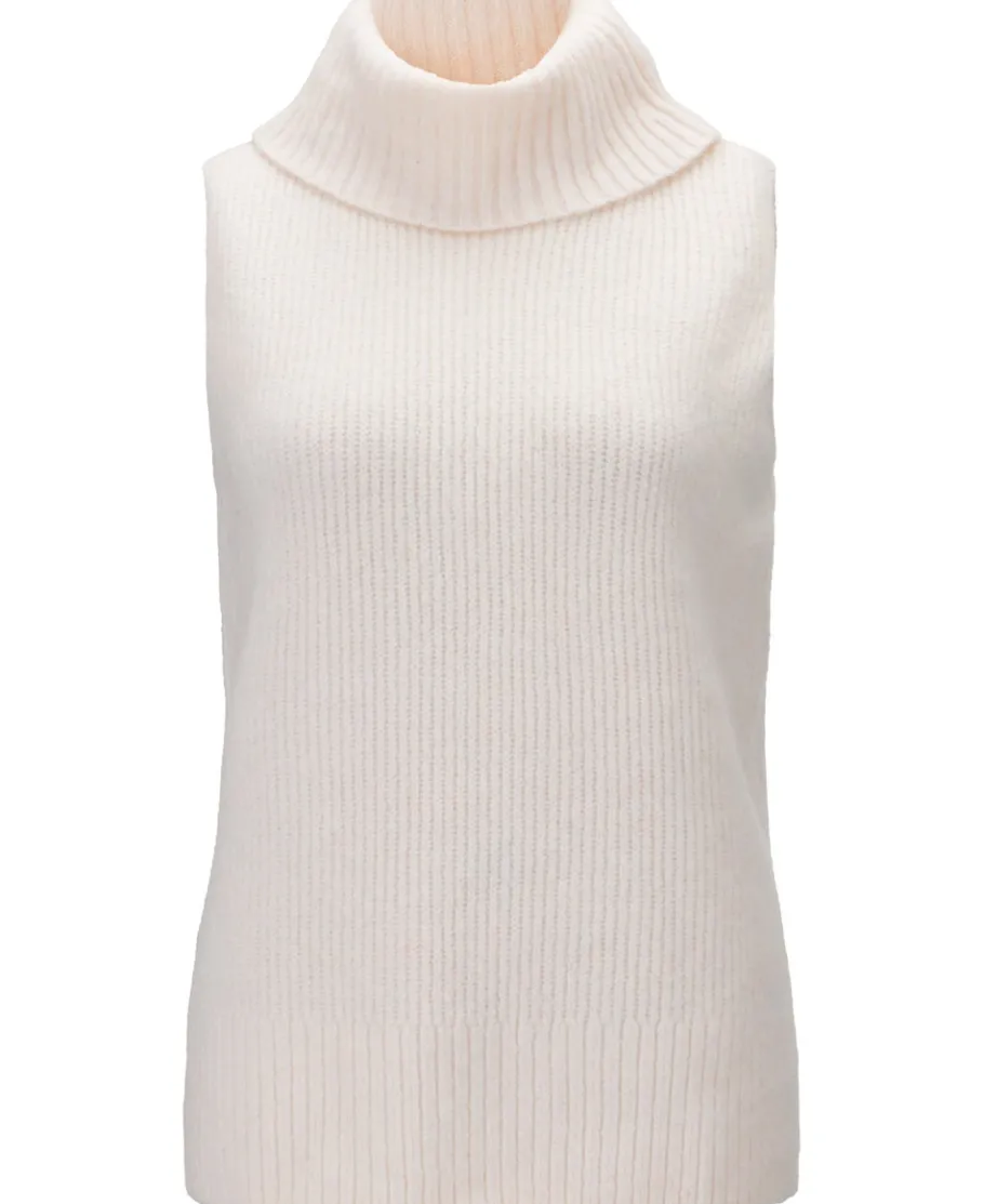 Fashion Women's Ribbed Roll Neck Knit Vest Women Knitwear