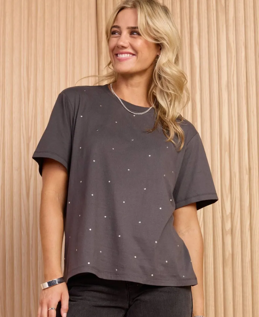 Clearance Women's Short Sleeve Stud Tee Women Tops
