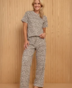 Online Women's Tee and Pant PJ Set Women Sleepwear