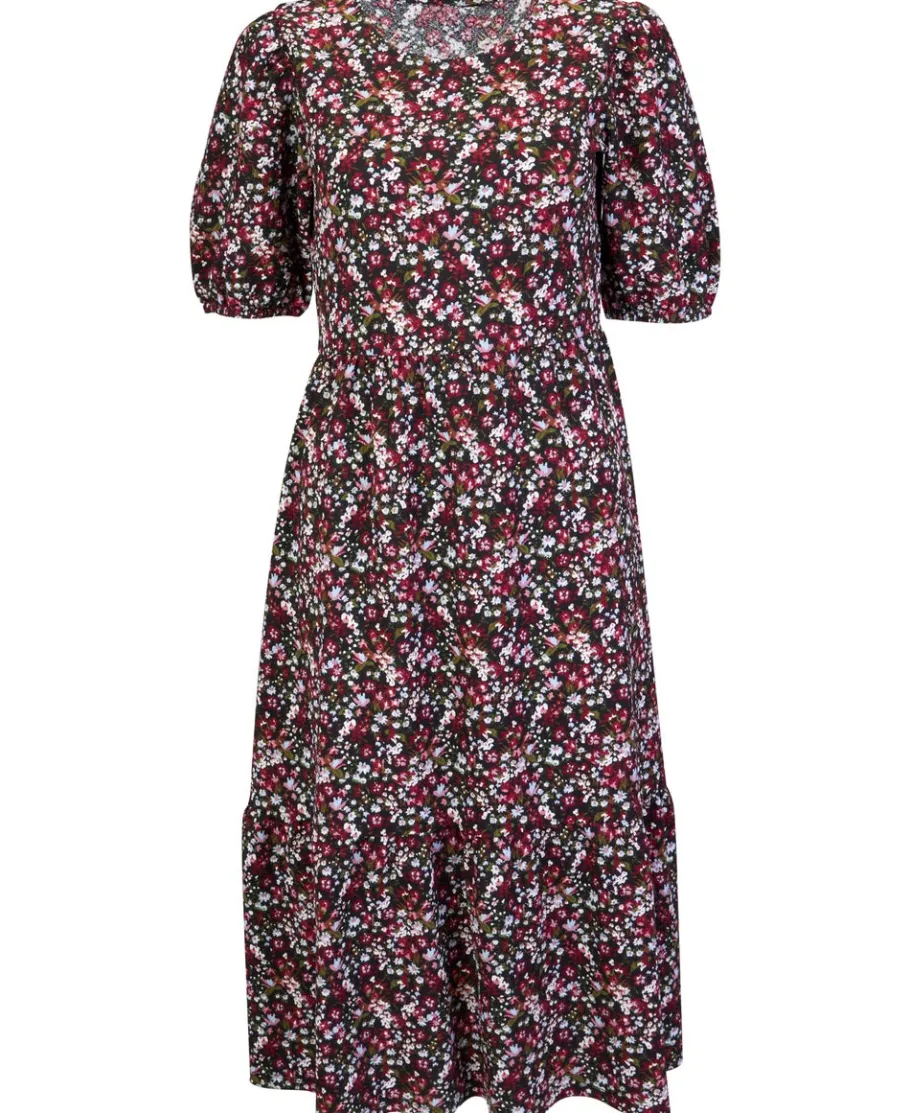 Fashion Women's Texture Knit Puff Sleeve Midi Dress Women Dresses