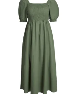 Outlet Women's Textured Shirred Midi Dress Women Dresses
