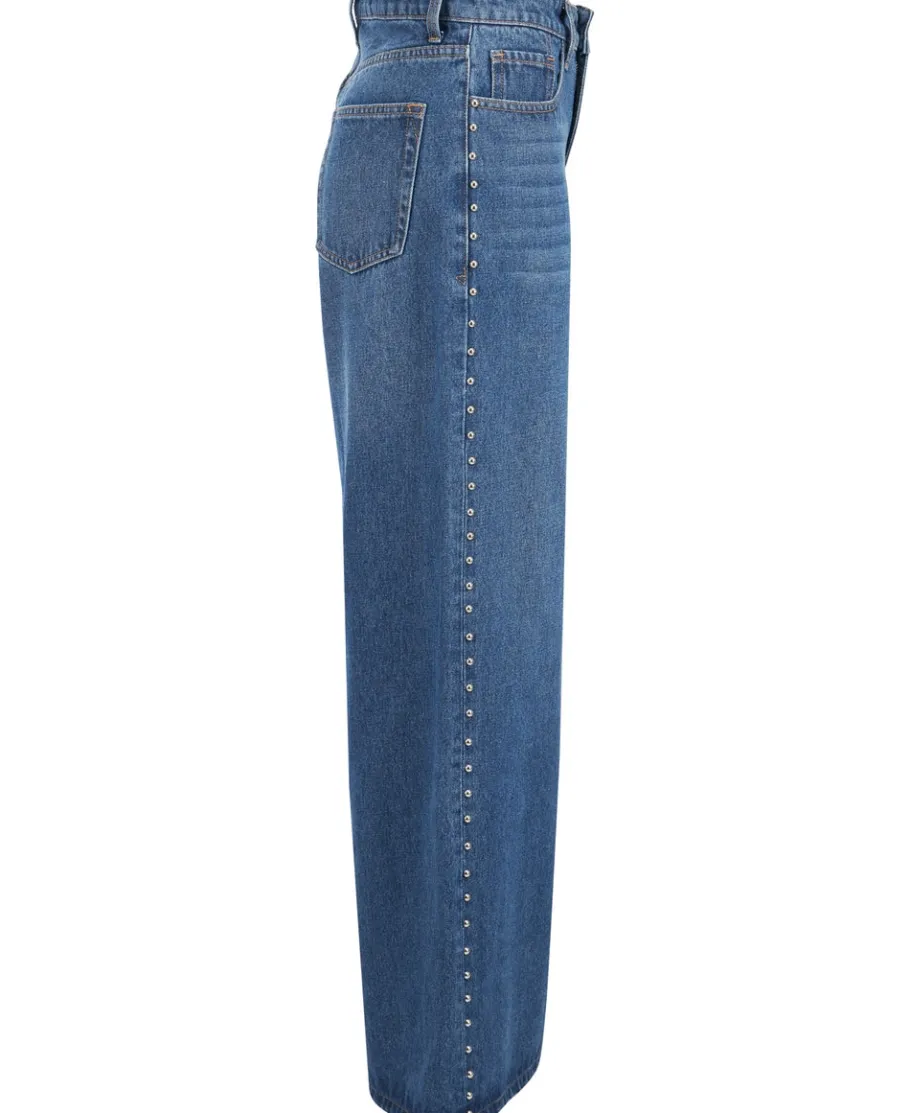 New Women's Wide Leg Stud Jeans Women Jeans & Jeggings